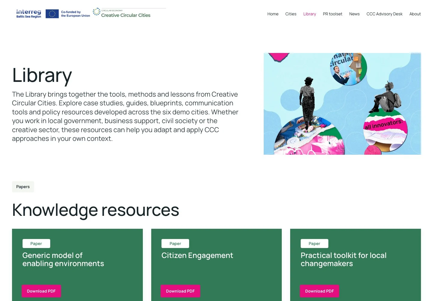 CCC library showing the project’s resources as a navigable destination