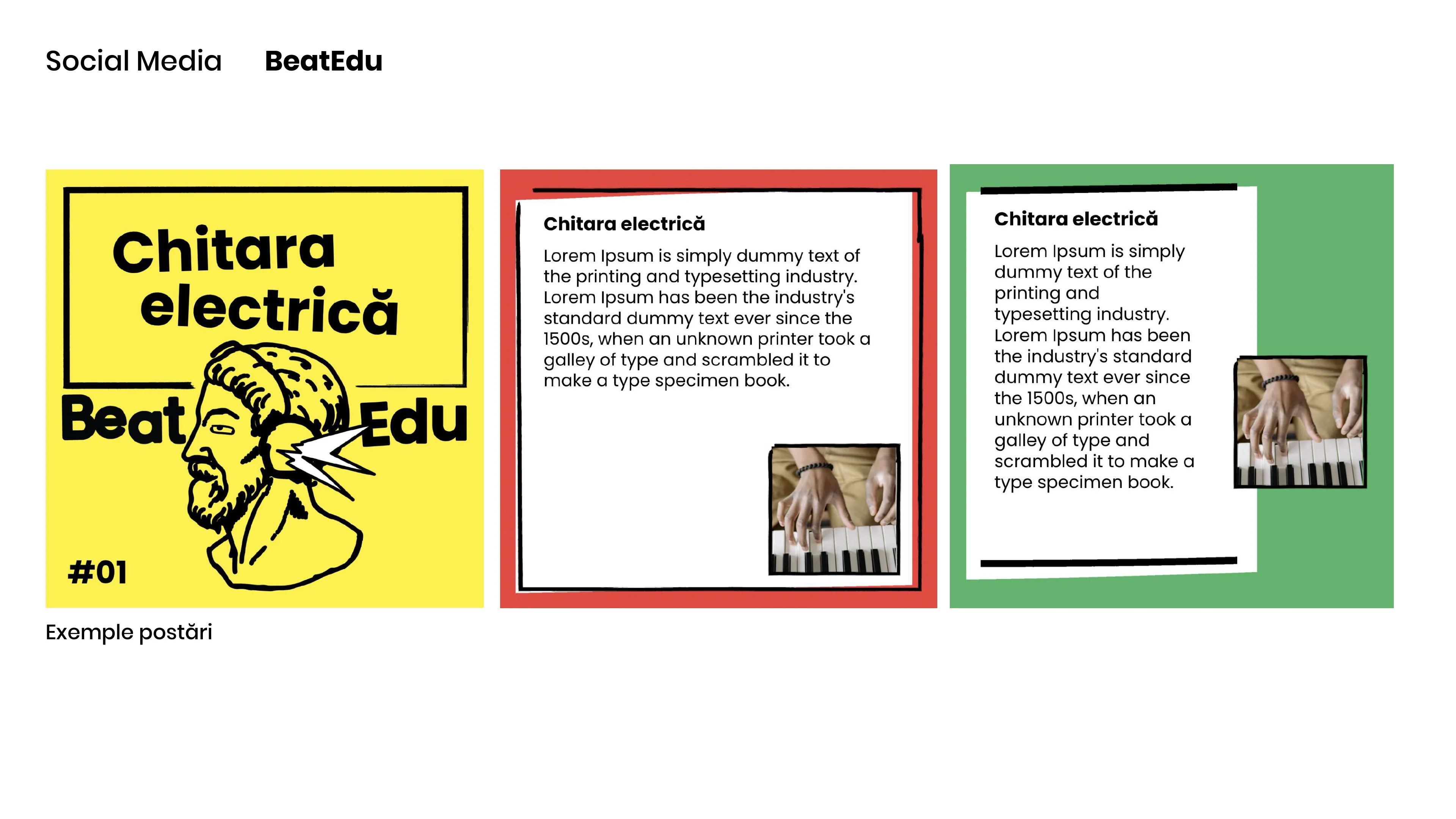 BeatAgora BeatEdu electric guitar learning content in green, pink and red