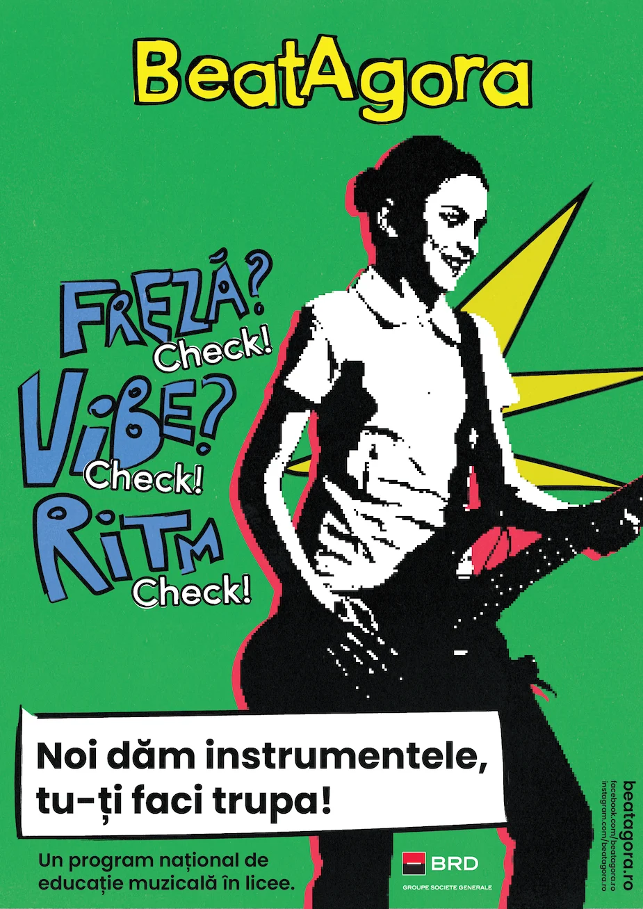 BeatAgora school poster: Noi dăm instrumentele, tu-ți faci trupa