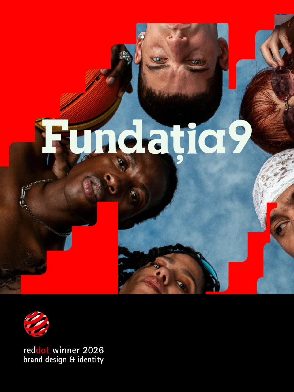 Fundația9 identity with the Red Dot Award 2026 winner mark