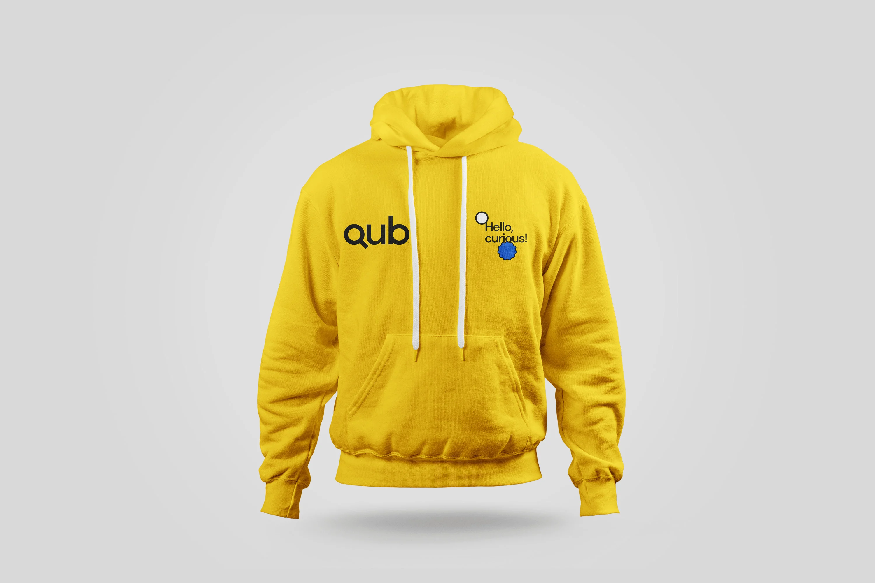 QUB yellow hoodie mockup