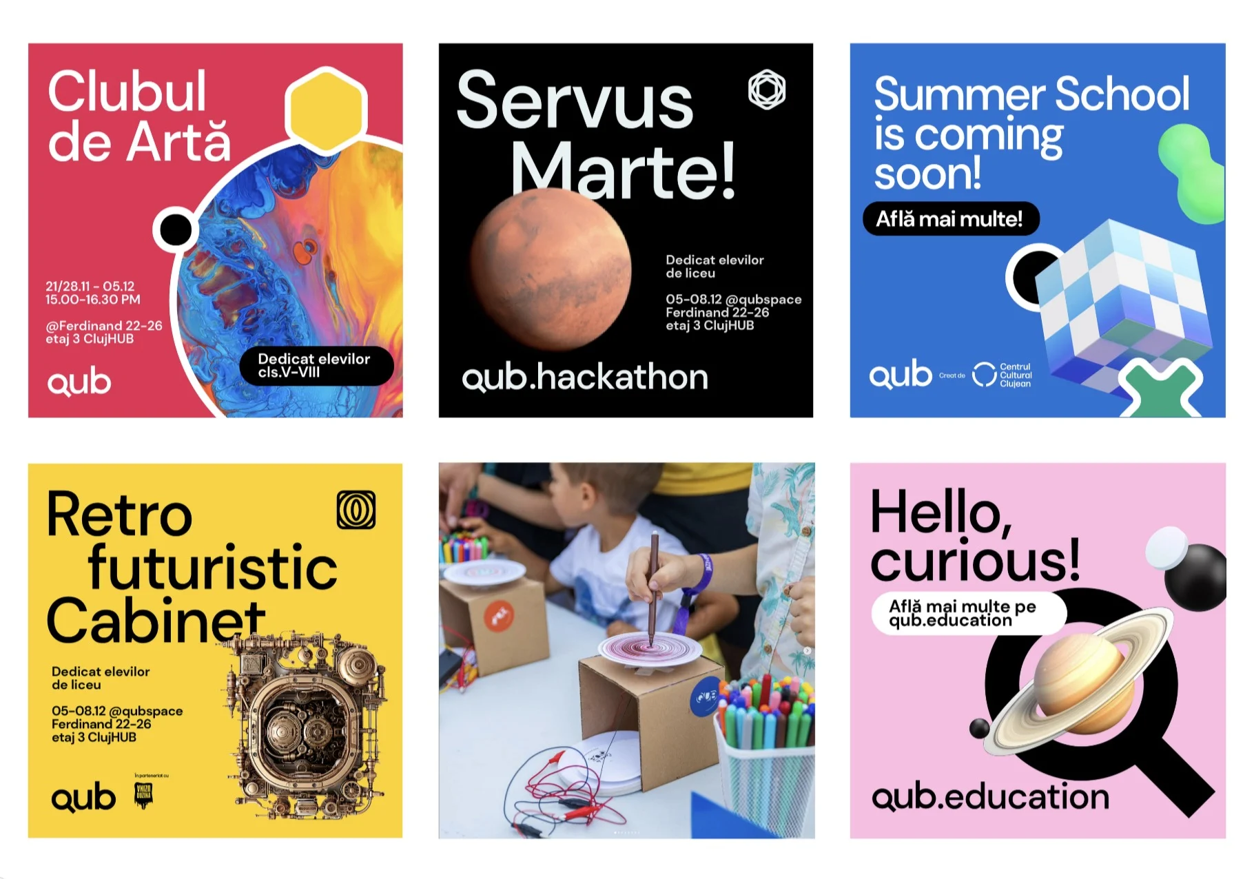 QUB social posts: art club, Mars hackathon, summer school, workshops and Hello, curious!